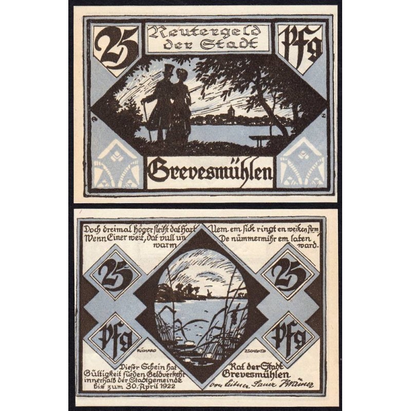 Allemagne - Notgeld - Grevesmühlen - 25 pfennig - 1922 - Etat : pr.NEUF