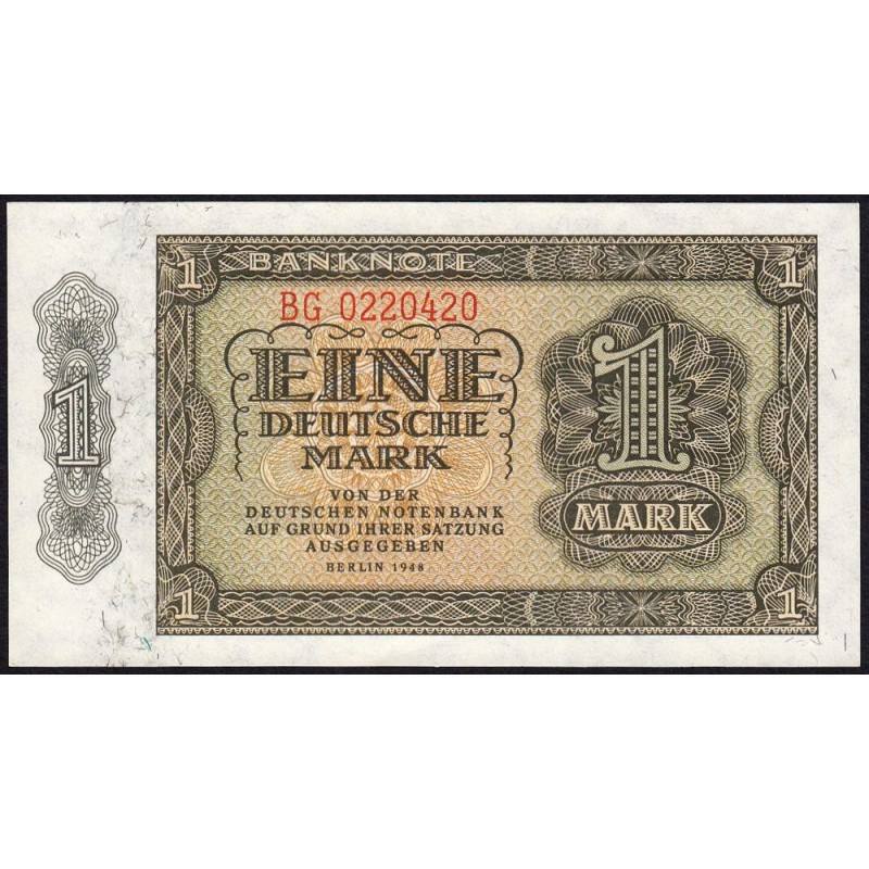 Allemagne RDA - Pick 9b_2 - 1 deutsche mark - 1948 - Série BG - Etat : SPL+