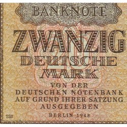 Allemagne RDA - Pick 13b - 20 deutsche mark - 1948 - Série AE - Etat : TTB+