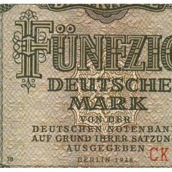 Allemagne RDA - Pick 14b - 50 deutsche mark - 1948 - Série CK - Etat : NEUF