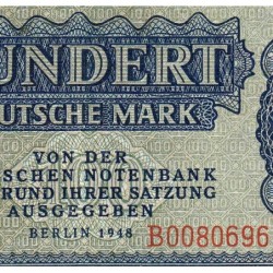 Allemagne RDA - Pick 15a - 100 deutsche mark - 1948 - Série B - Etat : TB+