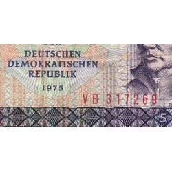 Allemagne RDA - Pick 27b - 5 mark der DDR - 1975 (1987) - Série VB - Etat : TB