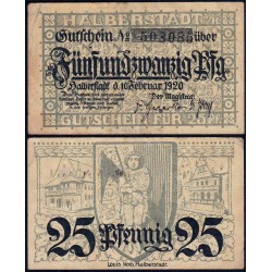 Allemagne - Notgeld - Halberstadt - 25 pfennig - 10/02/1920 - Etat : TTB