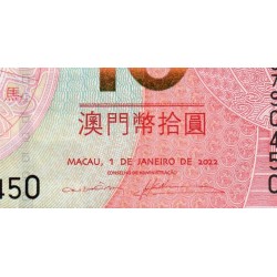 Chine - Macao - Pick 88 G - 10 patacas - 01/01/2022 - Année du tigre - Etat : NEUF