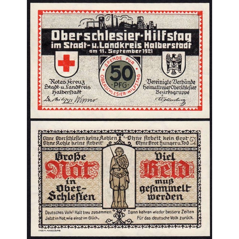 Allemagne - Notgeld - Halberstadt - Croix Rouge - 50 pfennig - 11/09/1921 - Etat : pr.NEUF