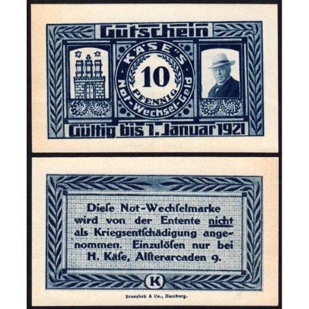 Allemagne - Notgeld - Hamburg - 10 pfennig - 1920 - Etat : NEUF