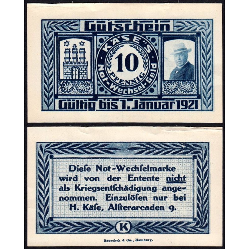 Allemagne - Notgeld - Hamburg - 10 pfennig - 1920 - Etat : SUP