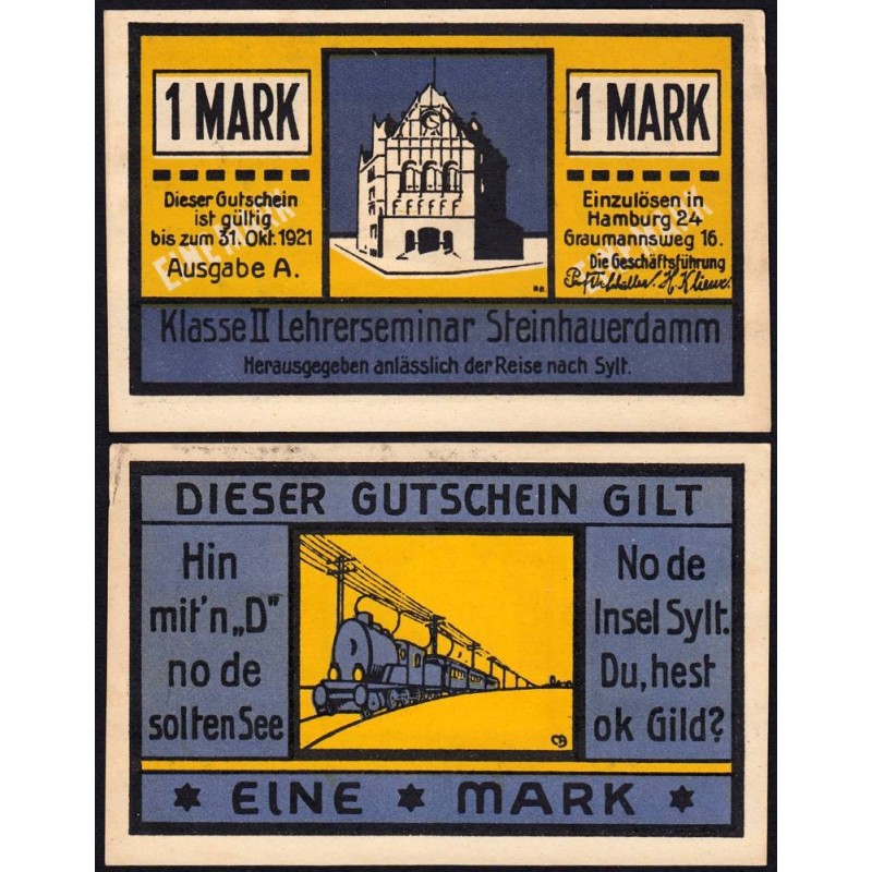 Allemagne - Notgeld - Hamburg - 1 mark - 1921 - Etat : SPL