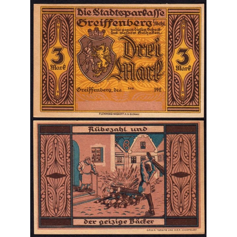 Pologne - Notgeld - Greiffenberg (Gryfow Slaski) - 3 mark - 1920 - Etat : NEUF