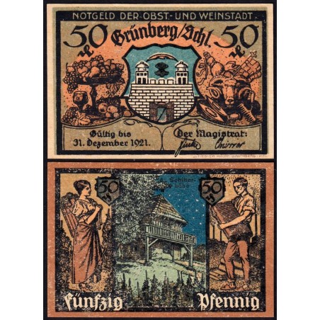 Pologne - Notgeld - Grünberg (Zielona Gora) - 50 pfennig - Type 3 - 1921 - Etat : NEUF