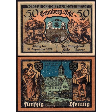 Pologne - Notgeld - Grünberg (Zielona Gora) - 50 pfennig - Type 5 - 1921 - Etat : NEUF