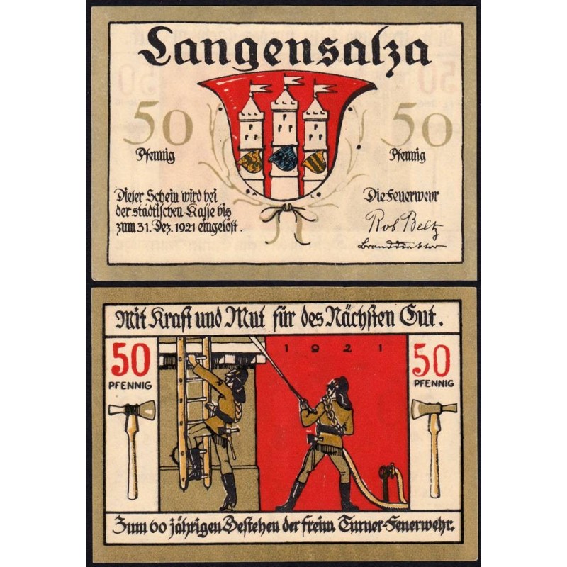 Allemagne - Notgeld - Langensalza - 50 pfennig - Réf. a - 1921 - Etat : NEUF