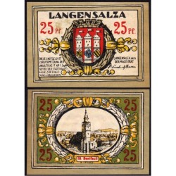 Allemagne - Notgeld - Langensalza - 25 pfennig - Réf. a - 1921 - Etat : SUP