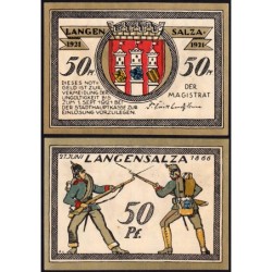 Allemagne - Notgeld - Langensalza - 50 pfennig - Type 6 - 1921 - Etat : NEUF