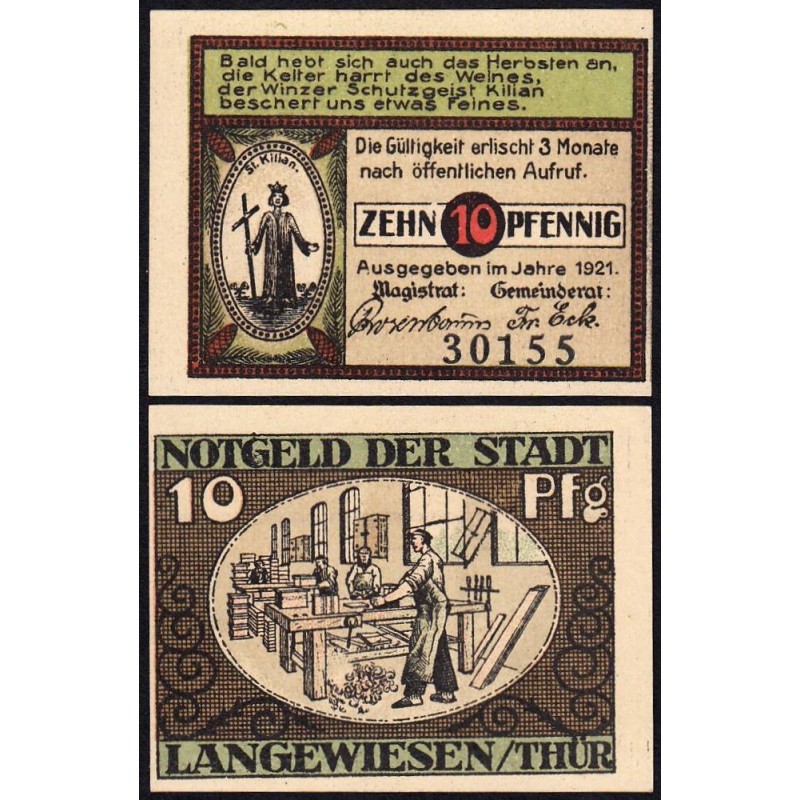 Allemagne - Notgeld - Langewiesen - 5 pfennig - Réf. b - 1921 - Etat : NEUF