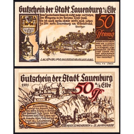 Allemagne - Notgeld - Lauenburg-an-der-Elbe - 50 pfennig - Réf. 1 - 1921 - Etat : NEUF