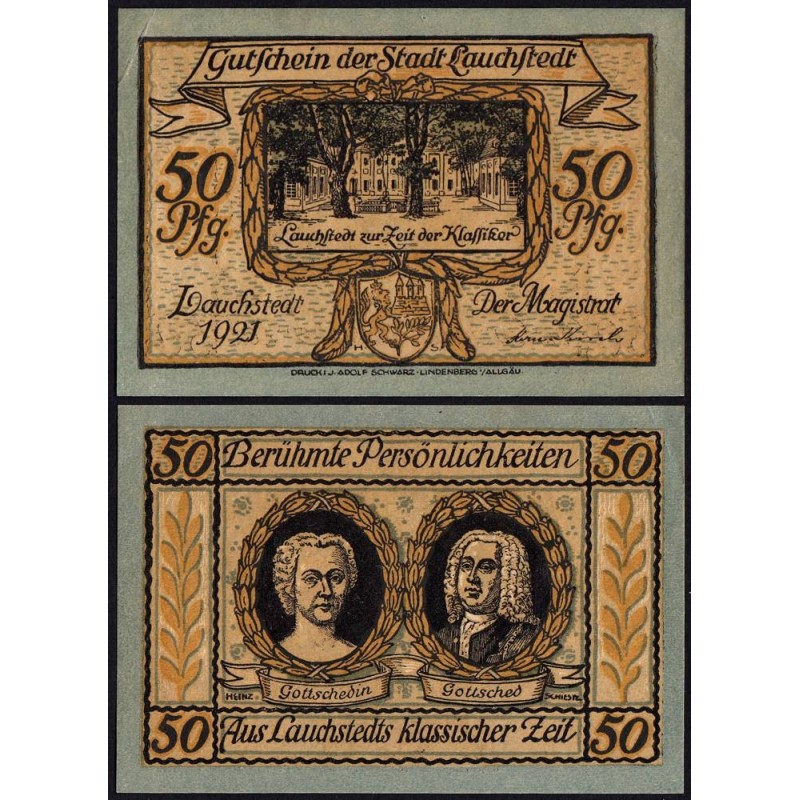 Allemagne - Notgeld - Lauchstedt (Bad Lauchstädt) - 50 pfennig - Type 2 - 1921 - Etat : SPL