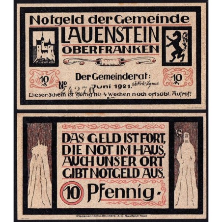 Allemagne - Notgeld - Lauestein - 10 pfennig - 06/1921 - Etat : SPL