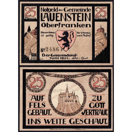 Allemagne - Notgeld - Lauestein - 25 pfennig - 06/1921 - Etat : NEUF