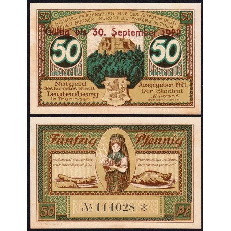 Allemagne - Notgeld - Leutenberg - 50 pfennig - 30/09/1922 - Etat : SPL