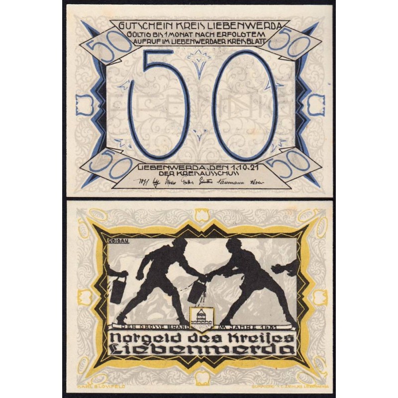 Allemagne - Notgeld - Liebenwerda - 50 pfennig - Type 4 - 01/10/1921 - Etat : NEUF