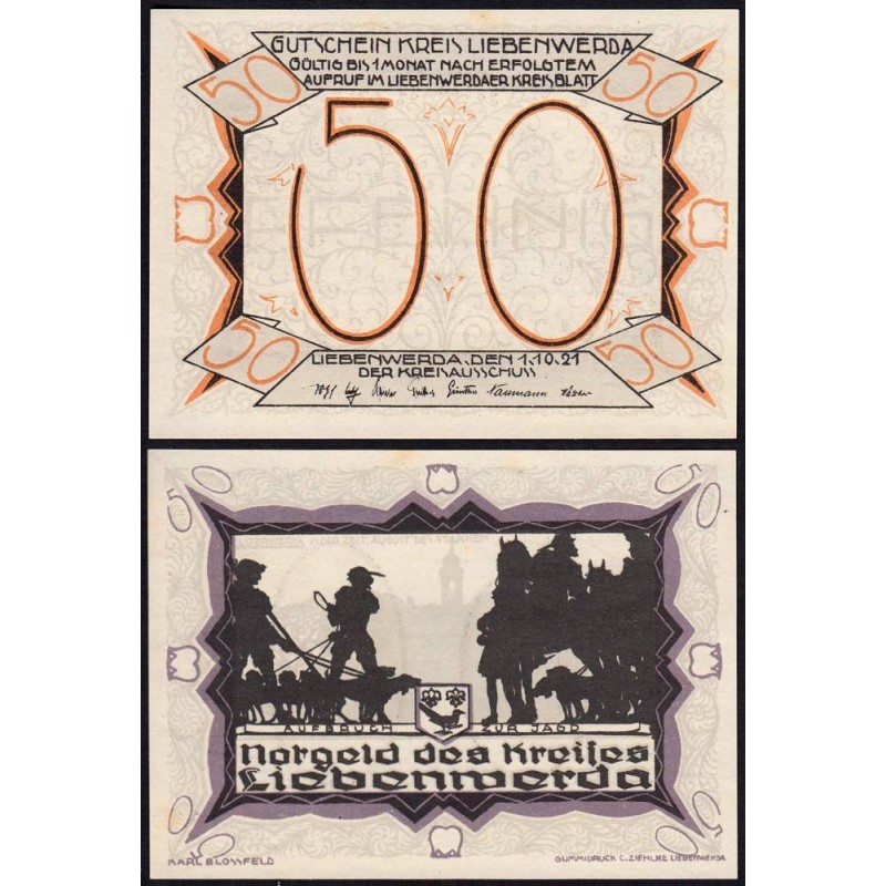 Allemagne - Notgeld - Liebenwerda - 50 pfennig - Type 5 - 01/10/1921 - Etat : NEUF