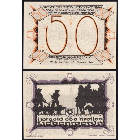 Allemagne - Notgeld - Liebenwerda - 50 pfennig - Type 5 - 01/10/1921 - Etat : NEUF