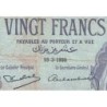 Tunisie - Pick 6b_2 - 20 francs - Série X.3307 - 16/03/1939 - Etat : TB