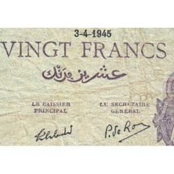 Tunisie - Pick 18 - 20 francs - Série E.1894 - 03/04/1945 - Etat : TB