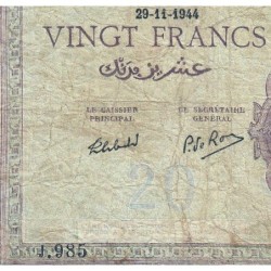 Algérie - Pick 92b - 20 francs - Série J.985 - 29/11/1944 - Etat : B+ à TB-