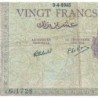 Algérie - Pick 92b - 20 francs - Série G.1728 - 03/04/1945 - Etat : B+