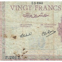 Algérie - Pick 92b - 20 francs - Série P.2012 - 07/05/1945 - Etat : B+ à TB-