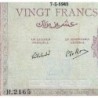 Algérie - Pick 92b - 20 francs - Série H.2165 (inédit) - 07/05/1945 - Etat : SUP- à SUP