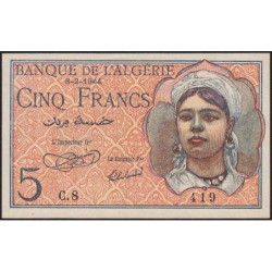 Algérie - Pick 94a - 5 francs - Série C.8 - 08/02/1944 - Etat : NEUF