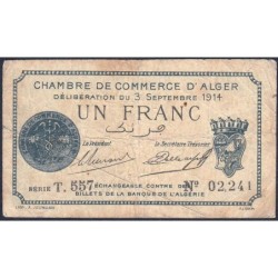 Algérie - Alger 137-4 - 1 franc - Série T.557 - 03/09/1914 - Etat : TB-