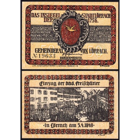 Allemagne - Notgeld - Lörrach - 50 pfennig - Type 5 - 1922 - Etat : NEUF