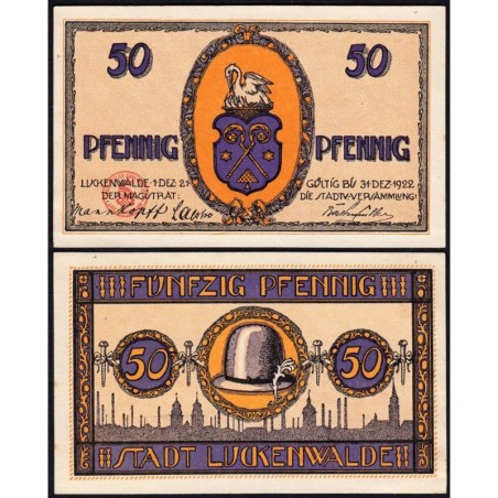 Allemagne - Notgeld - Luckenwalde - 50 pfennig - 01/12/1921 - Etat : SPL