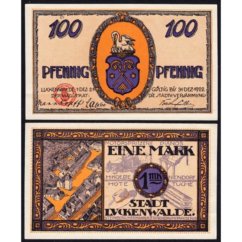 Allemagne - Notgeld - Luckenwalde - 100 pfennig - 01/12/1921 - Etat : SPL