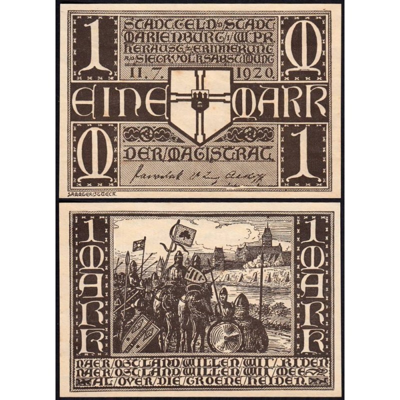 Pologne - Notgeld - Marienburg (Malbork) - 1 mark - 11/07/1920 - Etat : SPL