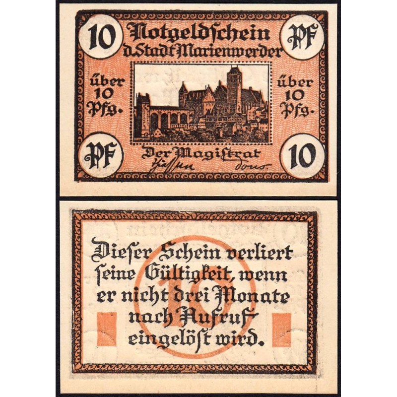 Pologne - Notgeld - Marienwerder (Kwidzyn) - 10 pfennig - 1920 - Etat : NEUF