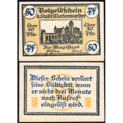 Pologne - Notgeld - Marienwerder (Kwidzyn) - 50 pfennig - 1920 - Etat : SPL+