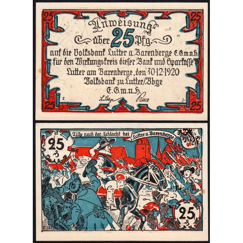 Allemagne - Notgeld - Lutter am Barenberge - 25 pfennig - 30/12/1920 - Etat : SPL+