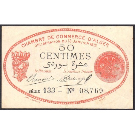 Algérie - Alger 137-5 - 50 centimes - Série 133 - 13/01/1915 - Etat : TTB