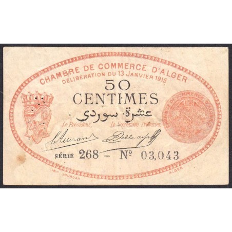 Algérie - Alger 137-5 - 50 centimes - Série 268 - 13/01/1915 - Etat : TB