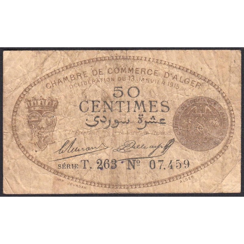 Algérie - Alger 137-9 - 50 centimes - Série T.263 - 13/01/1915 - Etat : B