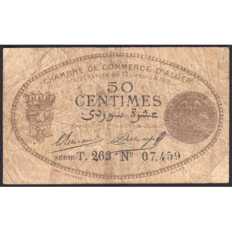 Algérie - Alger 137-9 - 50 centimes - Série T.263 - 13/01/1915 - Etat : B