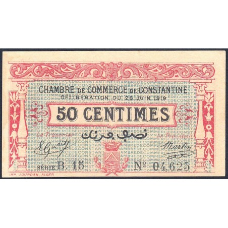 Algérie - Constantine 140-19 - 50 centimes - Série B.15 - 28/06/1919 - Etat : SUP