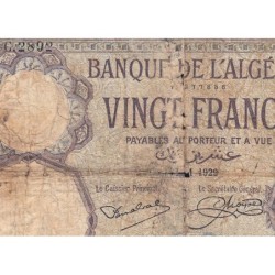 Algérie - Pick 78b - 20 francs - Série C.2892 - 19/01/1929 - Etat : AB