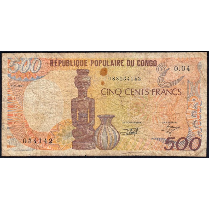 Congo (Brazzaville) - Pick 8d - 500 francs - Série O.04 - 01/01/1991 - Etat : B-