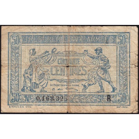 VF 02-01 - 50 centimes - Trésorerie aux armées - 1919 - Série R - Etat : B